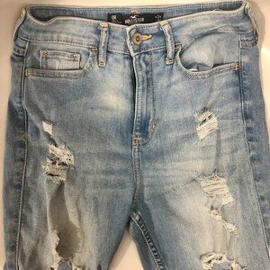 Hollister Like New Ultra High Rise Super Skinny Light Wash Ripped Jeans